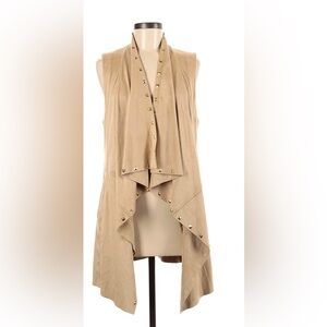 Original Michael Kors Light Brown Suede Draped Vest Cover Sleeveless Jacket S
